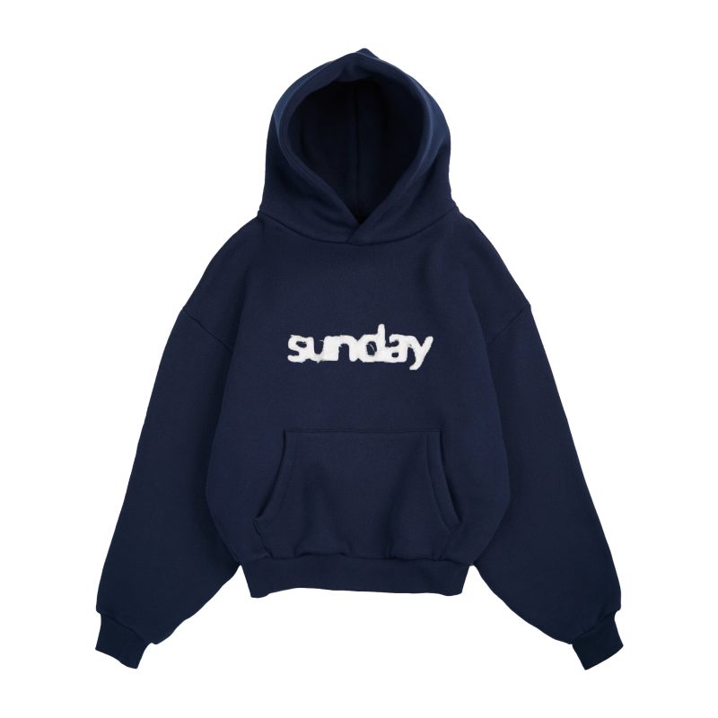 heavyweight appliqué hoodie - navy