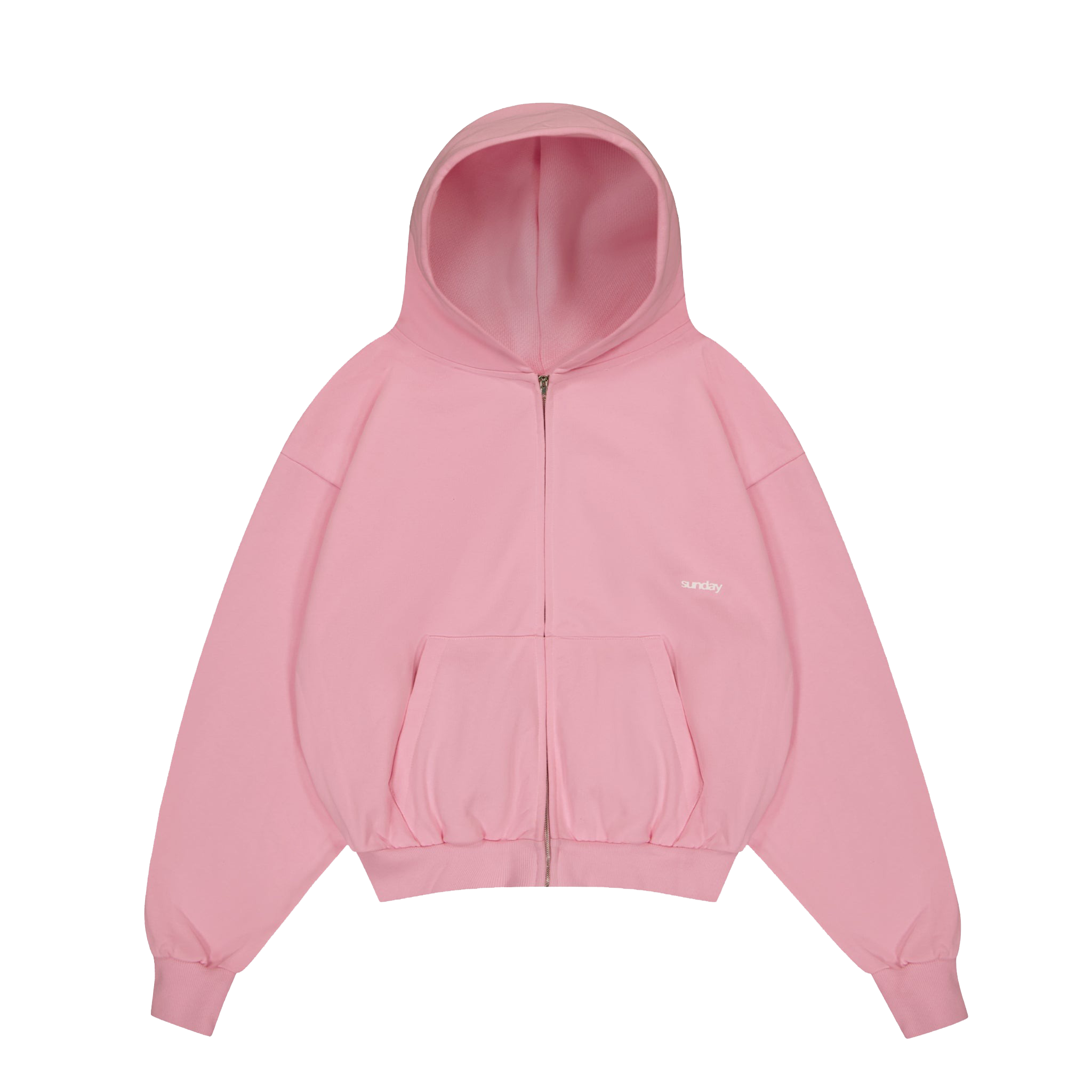 heavyweight-script-sunday-zip-up-hoodie-powder-pink sunday zip up hoodie pink
