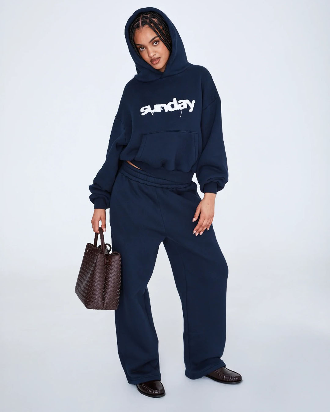 Sunday Tracksuit – Heavyweight Appliqué Hoodie & Track Pants (Navy)